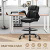 JONPONY 500 lbs Drafting Chair Tall Office Chair with Flip-up Armrests for Standing Desk Executive Ergonomic Computer Leather Desk Chair with Lumbar Support, Adjustable Foot Ring for Home,Black