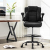 JONPONY 500 lbs Drafting Chair Tall Office Chair with Flip-up Armrests for Standing Desk Executive Ergonomic Computer Leather Desk Chair with Lumbar Support, Adjustable Foot Ring for Home,Black