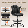 JONPONY 500 lbs Drafting Chair Tall Office Chair with Flip-up Armrests for Standing Desk Executive Ergonomic Computer Leather Desk Chair with Lumbar Support, Adjustable Foot Ring for Home,Black