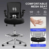 JONPONY 500lbs Tall Drafting Chair for Standing Desk with Flip-up Armrests, Pressure Locking Casters, W-Shape Thicken Cushion, Breathable Mesh Extended Height Office Chairs