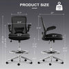JONPONY 500lbs Tall Drafting Chair for Standing Desk with Flip-up Armrests, Pressure Locking Casters, W-Shape Thicken Cushion, Breathable Mesh Extended Height Office Chairs