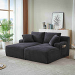 JONPONY 68'' Chaise Lounge Chair Indoor, Oversized Upholstered Sofa Bed with Sleeper Couch Reading Chairs Fluffy Plush Corduroy Cloud Sofas Couches Living Room, Black