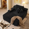 JONPONY 68'' Chaise Lounge Chair Indoor, Oversized Upholstered Sofa Bed with Sleeper Couch Reading Chairs Fluffy Plush Corduroy Cloud Sofas Couches Living Room, Black