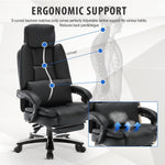 JONPONY Big and Tall 500lbs Reclining Office Desk Chair, Oversized Heavy Duty Executive Chairs with Lumbar Support, PU Leather Recliner Chairs with Footrest, High Back Ergonomic Office Chair,Black