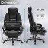 JONPONY Big and Tall 500lbs Reclining Office Desk Chair, Oversized Heavy Duty Executive Chairs with Lumbar Support, PU Leather Recliner Chairs with Footrest, High Back Ergonomic Office Chair,Black