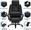 JONPONY Big and Tall 500lbs Reclining Office Desk Chair, Oversized Heavy Duty Executive Chairs with Lumbar Support, PU Leather Recliner Chairs with Footrest, High Back Ergonomic Office Chair,Black