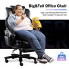 JONPONY Big and Tall Chair 500lbs with 3D Rolling Massage Lumbar Cushion Executive Chairs High Back Reclining Chair with Footrest Wide Seat Breathable Back Support Home Desk Chairs,Black