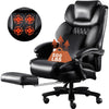 JONPONY Big and Tall Chair 500lbs with 3D Rolling Massage Lumbar Cushion Executive Chairs High Back Reclining Chair with Footrest Wide Seat Breathable Back Support Home Desk Chairs,Black