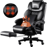 JONPONY Big and Tall Chair 500lbs with 3D Rolling Massage Lumbar Cushion Executive Chairs High Back Reclining Chair with Footrest Wide Seat Breathable Back Support Home Desk Chairs,Black
