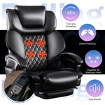 JONPONY Big and Tall Chair 500lbs with 3D Rolling Massage Lumbar Cushion Executive Chairs High Back Reclining Chair with Footrest Wide Seat Breathable Back Support Home Desk Chairs,Black