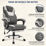 JONPONY Big and Tall Fabric Office Chair 400lbs, Executive Reclining Office Chairs with Footrest, High Back Leather Home Office Chair Thick Padded Armrests, Ergonomic Adjustable Lumbar Support