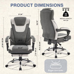 JONPONY Big and Tall Fabric Office Chair 400lbs, Executive Reclining Office Chairs with Footrest, High Back Leather Home Office Chair Thick Padded Armrests, Ergonomic Adjustable Lumbar Support