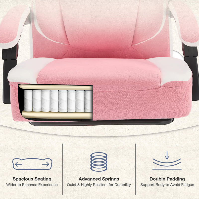 JONPONY Big and Tall Fabric Office Chair 400lbs, Executive Reclining Office Chairs with Footrest, High Back Leather Home Office Chair Thick Padded Armrests, Ergonomic Adjustable Lumbar Support