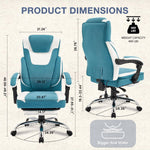 JONPONY Big and Tall Fabric Office Chair 400lbs, Executive Reclining Office Chairs with Footrest, High Back Leather Home Office Chair Thick Padded Armrests, Ergonomic Adjustable Lumbar Support