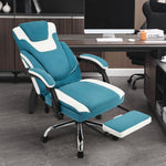 JONPONY Big and Tall Fabric Office Chair 400lbs, Executive Reclining Office Chairs with Footrest, High Back Leather Home Office Chair Thick Padded Armrests, Ergonomic Adjustable Lumbar Support