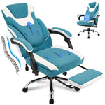 JONPONY Big and Tall Fabric Office Chair 400lbs, Executive Reclining Office Chairs with Footrest, High Back Leather Home Office Chair Thick Padded Armrests, Ergonomic Adjustable Lumbar Support