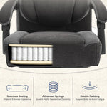 JONPONY Big and Tall Fabric Office Chair 400lbs, Executive Reclining Office Chairs with Footrest, High Back Leather Home Office Chair Thick Padded Armrests, Ergonomic Adjustable Lumbar Support