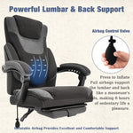 JONPONY Big and Tall Fabric Office Chair 400lbs, Executive Reclining Office Chairs with Footrest, High Back Leather Home Office Chair Thick Padded Armrests, Ergonomic Adjustable Lumbar Support