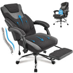 JONPONY Big and Tall Fabric Office Chair 400lbs, Executive Reclining Office Chairs with Footrest, High Back Leather Home Office Chair Thick Padded Armrests, Ergonomic Adjustable Lumbar Support