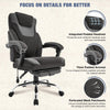 JONPONY Big and Tall Fabric Office Chair 400lbs, Executive Reclining Office Chairs with Footrest, High Back Leather Home Office Chair Thick Padded Armrests, Ergonomic Adjustable Lumbar Support