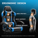 JONPONY Big and Tall Gaming Chair, Ergonomic Design, Gamer Chair PU Leather with Footrest and Lumbar Support, High Back Office Chair Support 8 Hours Long Sitting, Computer Chair,Black Blue