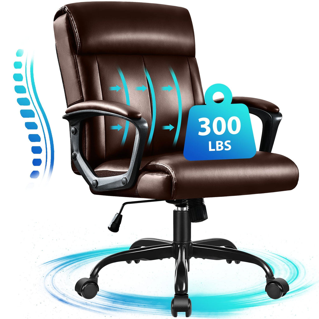 JONPONY Big and Tall Office Chair 300LBS Wide Seat Ergonomic Computer Desk Chair High Back Executive Leather Chair Adjustable Task Chair Lumbar Back Support 8 Hours Heavy Duty Design
