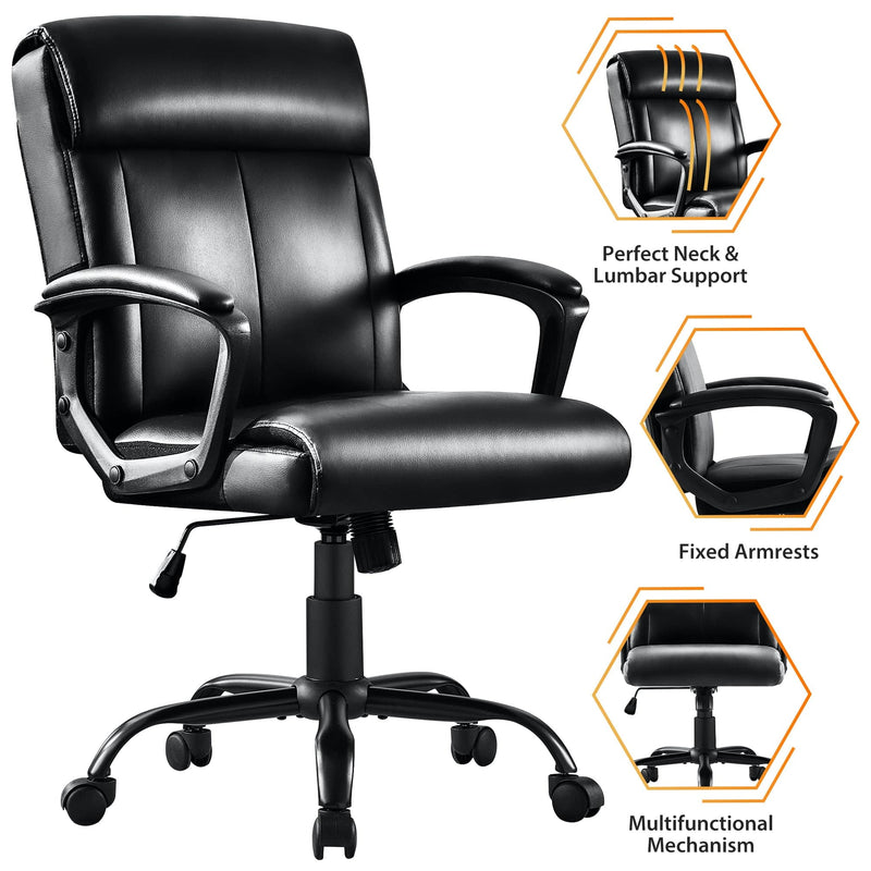 JONPONY Big and Tall Office Chair 300LBS Wide Seat Ergonomic Computer Desk Chair High Back Executive Leather Chair Adjustable Task Chair Lumbar Back Support 8 Hours Heavy Duty Design