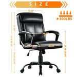 JONPONY Big and Tall Office Chair 300LBS Wide Seat Ergonomic Computer Desk Chair High Back Executive Leather Chair Adjustable Task Chair Lumbar Back Support 8 Hours Heavy Duty Design