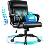 JONPONY Big and Tall Office Chair 300LBS Wide Seat Ergonomic Computer Desk Chair High Back Executive Leather Chair Adjustable Task Chair Lumbar Back Support 8 Hours Heavy Duty Design