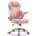JONPONY Big and Tall Office Chair 400lbs Capacity, Ergonomic Leather High Back Executive Desk Chair with Tilt, Rock & Tension Adjustment, Extra Wide Seat, Padded Armrests