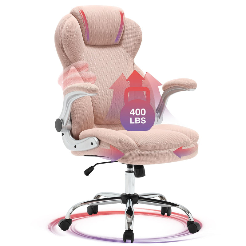JONPONY Big and Tall Office Chair 400lbs Capacity, Ergonomic Leather High Back Executive Desk Chair with Tilt, Rock & Tension Adjustment, Extra Wide Seat, Padded Armrests