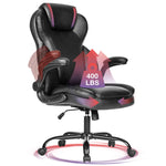 JONPONY Big and Tall Office Chair 400lbs Capacity, Ergonomic Leather High Back Executive Desk Chair with Tilt, Rock & Tension Adjustment, Extra Wide Seat, Padded Armrests