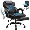 JONPONY Big and Tall Office Chair 400lbs Capacity, Executive Reclining Chair with Footrest, High Back Leather Design, Thick Padded Armrests, Ergonomic Adjustable Lumbar Support