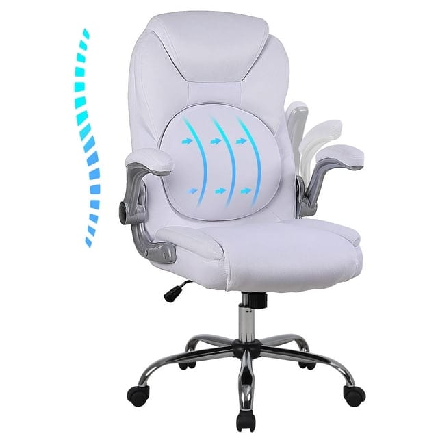 JONPONY Big and Tall Office Chair 400LBS Wide Seat Ergonomic Computer Desk Chair High Back Executive Leather Chair Adjustable Task Chair Lumbar Back Support 8 Hours Heavy Duty Design,White