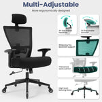 JONPONY Big and Tall Office Chair 500LBS Ergonomic Office Chair with Lumbar Support, Adjustable Armrest and Headrest Mesh Chair,8 Hours Heavy Duty Design,Black