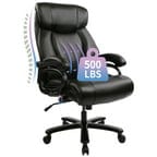 JONPONY Big and Tall Office Chair 500LBS Wide Seat Ergonomic Computer Desk Chair High Back Executive Leather Chair Adjustable Task Chair Lumbar Back Support,Black2
