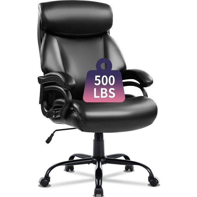 JONPONY Big and Tall Office Chair 500LBS Wide Seat Ergonomic Computer Desk Chair High Back Executive Leather Chair Adjustable Task Chair Lumbar Back3