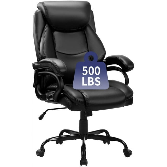 JONPONY Big and Tall Office Chair 500LBS Wide Seat Ergonomic Computer Desk Chair High Back Executive Leather Chair4