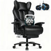 JONPONY Big and Tall Office Chair with Footrest, Executive Office Chair with Adjustable Lumbar Support, Dual Rubber Wheels, Ergonomic High Back Computer Chairs