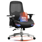 JONPONY Big and Tall Office Chair with Wide Thick Seat Cushion, Ergonomic Mesh Desk Chair with Adjustable Lumbar Support, Armrests