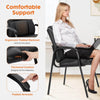 JONPONY Black Leather Guest Chair with Padded Arms, Lumbar Support, No Wheels, Reception Meeting Conference and Waiting Room, Side Office PU Leather, Executive Desk Chair
