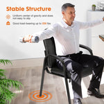 JONPONY Black Leather Guest Chair with Padded Arms, Lumbar Support, No Wheels, Reception Meeting Conference and Waiting Room, Side Office PU Leather, Executive Desk Chair