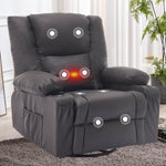 JONPONY Brown Recliners,Massage Chair Recliner Manual Reclining Chair with Heat, Overstuffed Rocker Swivel Leather Recliner Chair for Living Room with Side Pocket
