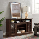 JONPONY Classic TV Media Stand Modern Entertainment Console for TV Up to 65" with Open and Closed Storage Space, Espresso