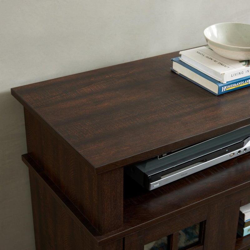 JONPONY Classic TV Media Stand Modern Entertainment Console for TV Up to 65" with Open and Closed Storage Space, Espresso