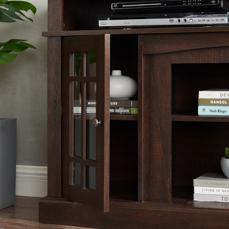 JONPONY Classic TV Media Stand Modern Entertainment Console for TV Up to 65" with Open and Closed Storage Space, Espresso