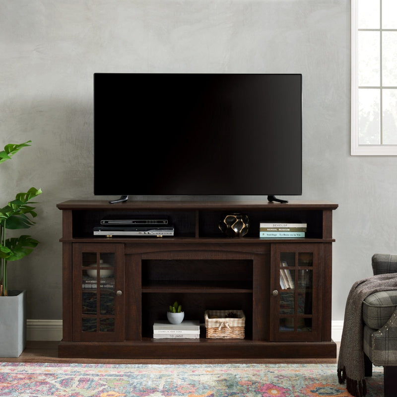 JONPONY Classic TV Media Stand Modern Entertainment Console for TV Up to 65" with Open and Closed Storage Space, Espresso