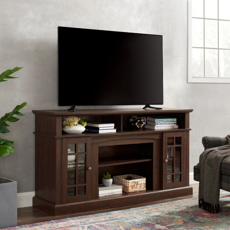 JONPONY Classic TV Media Stand Modern Entertainment Console for TV Up to 65" with Open and Closed Storage Space, Espresso