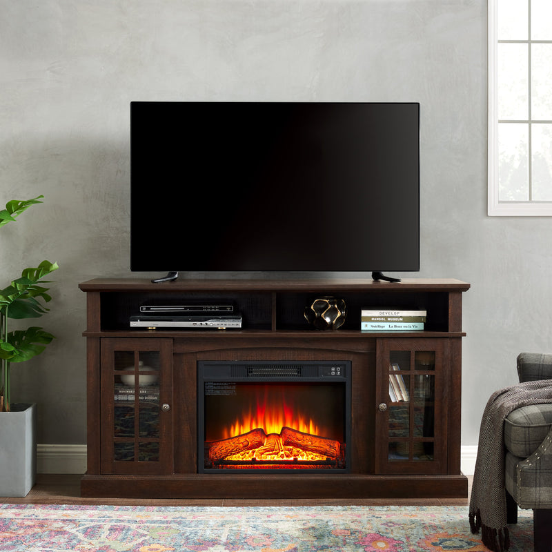 JONPONY Classic TV Media Stand Modern Entertainment Console for TV Up to 65" with Open and Closed Storage Space, Espresso