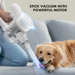 JONPONY Cordless Vacuum Cleaner, Electric Rechargeable Handheld with LED, Powerful Suction 24Kpa, Up to 45 Minutes Runtime, Lightweight, Ideal for Carpet, Hard Floors & Pet Hair, White
